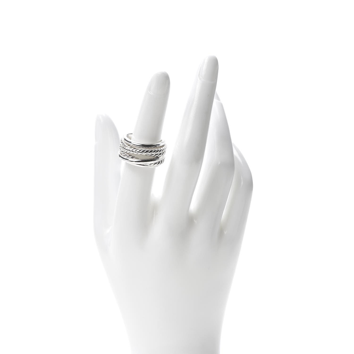 David Yurman Sterling Silver 15mm Narrow Crossover Cable Ring 54 6.75 2 of 5