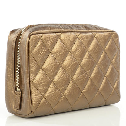 Chanel Aged Metallic Calfskin Quilted Cambon Cosmetic Case Bronze 3 of 8