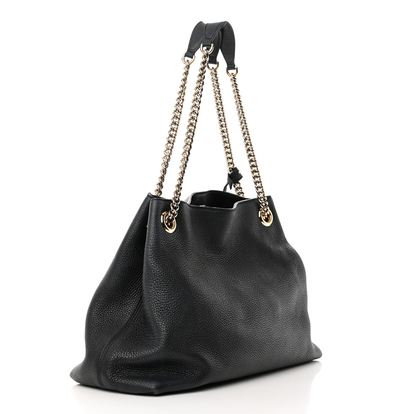 Pebbled Calfskin Medium Soho Chain Shoulder Bag Black