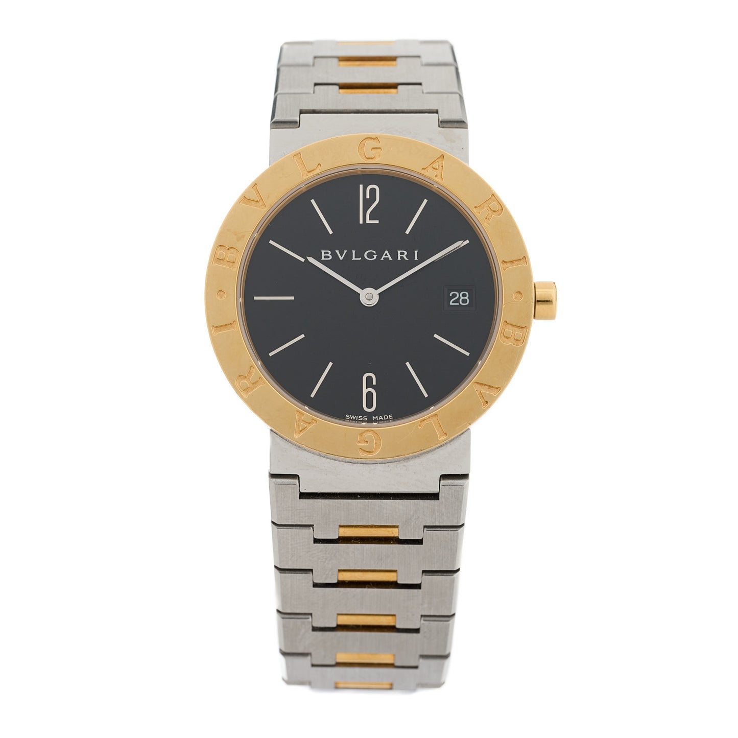 Stainless Steel 18K Yellow Gold 33mm Quartz Watch Black