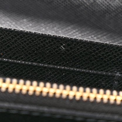 Prada Saffiano Triangle Logo Continental Flap Travel Wallet Black 8 of 9