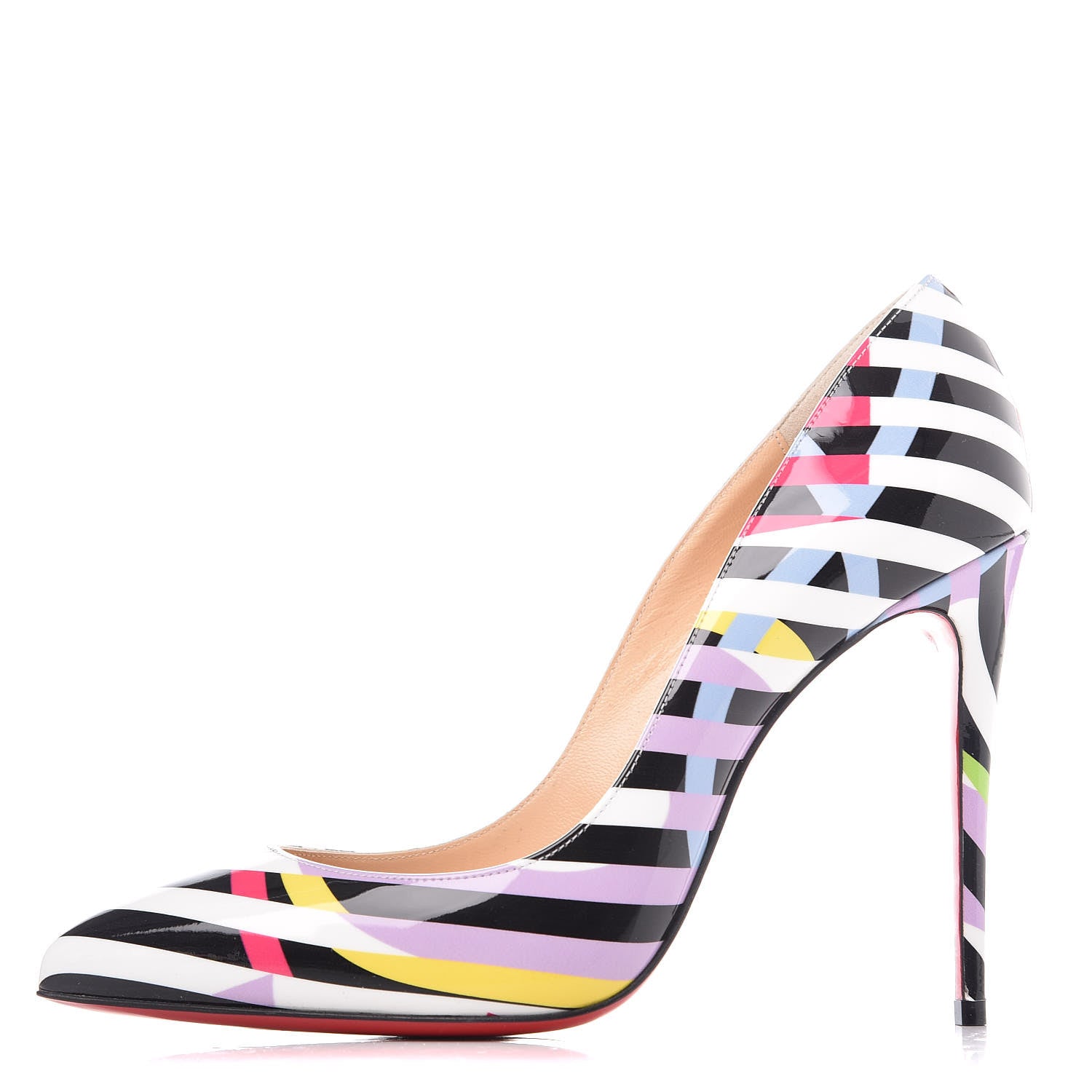 Christian Louboutin Patent Cinestripes Pigalle Follies 100 Pumps 38 Multi 1 of 8