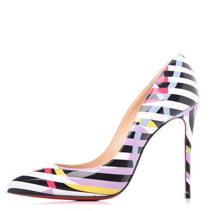 Christian Louboutin Patent Cinestripes Pigalle Follies 100 Pumps 38 Multi 1 of 8