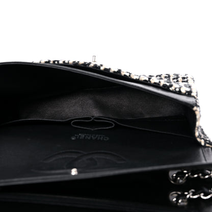 Chanel Tweed Quilted Medium Double Flap Black Multicolor 6 of 14