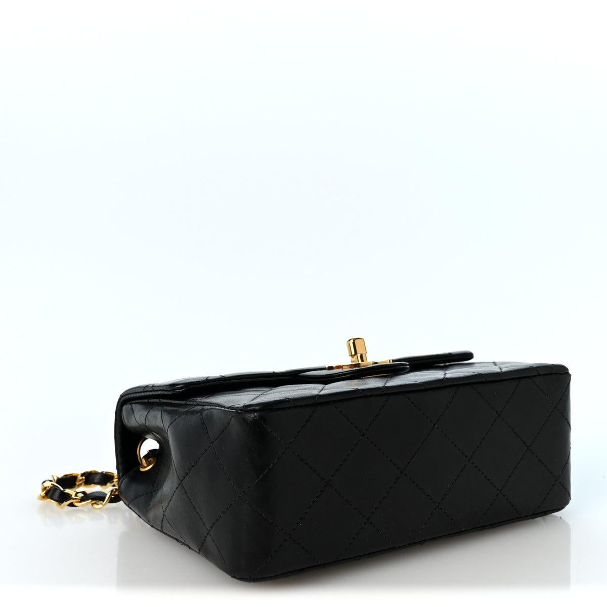 Lambskin Quilted Mini Square Flap Bag Black