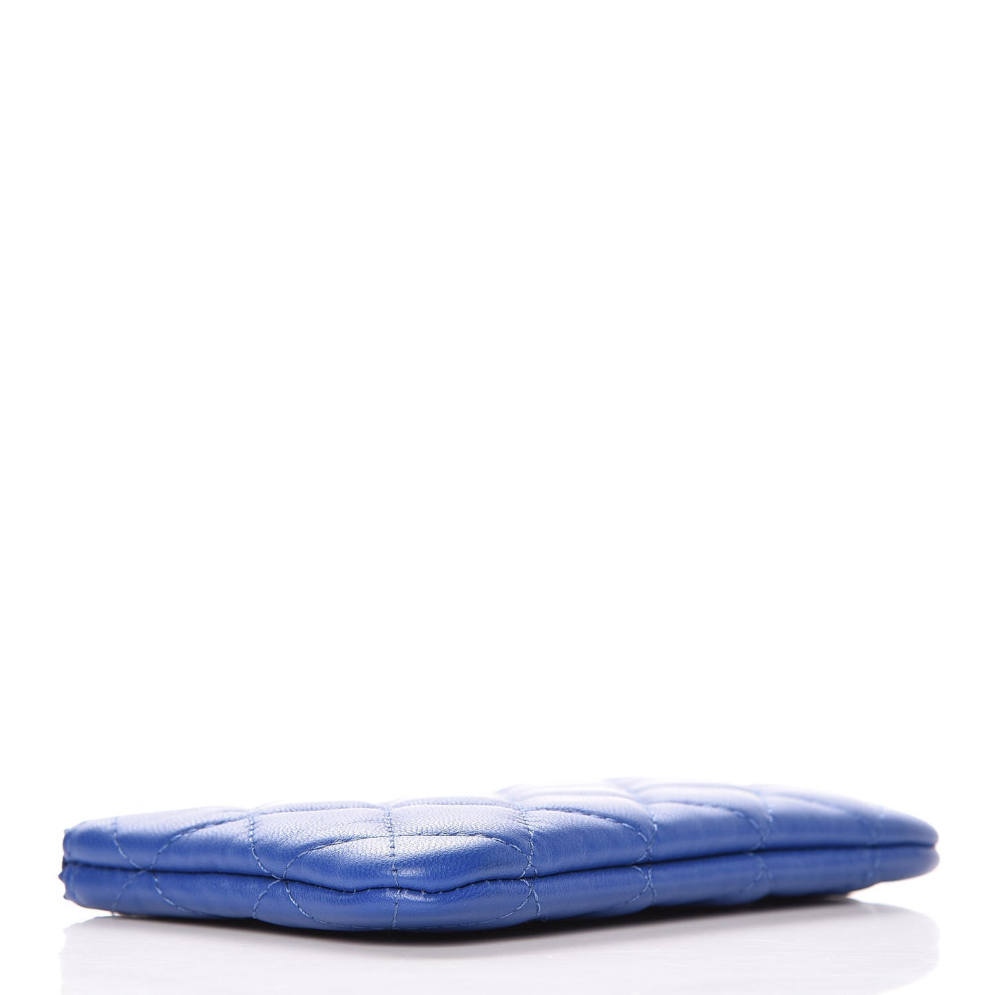 Lambskin Quilted Small Cosmetic Case Blue
