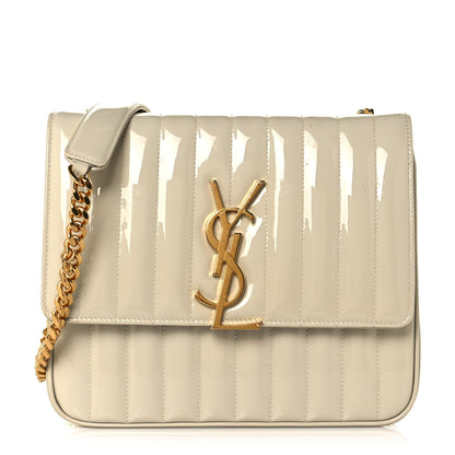 Saint Laurent Patent Matelasse Monogram Large Vicky Chain Bag White 1 of 19