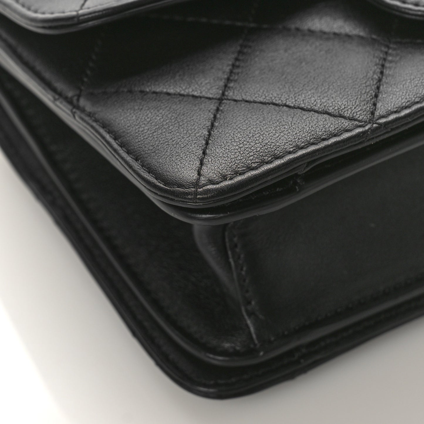 Calfskin Quilted Small Top Handle Flap Black