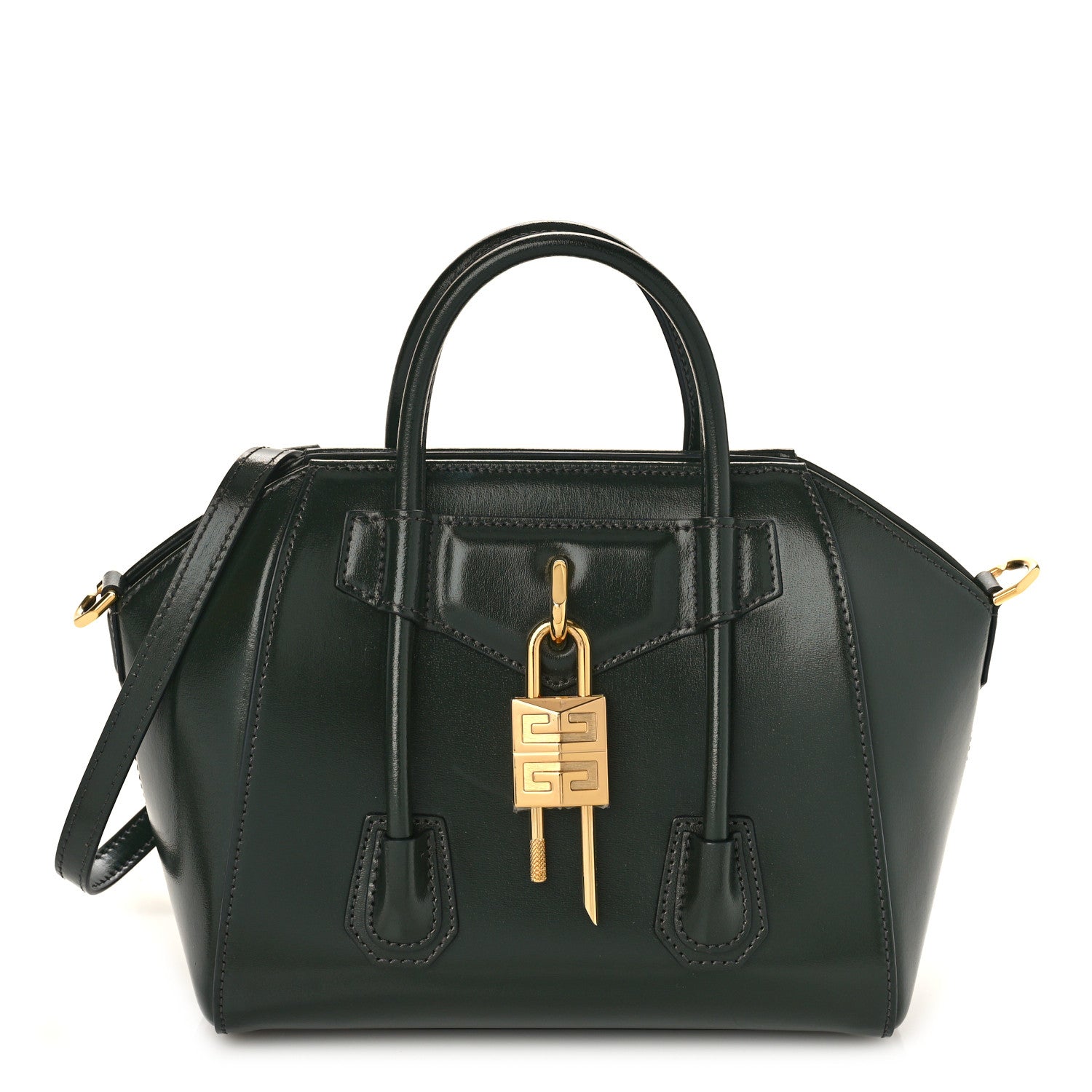 Givenchy Box Calfskin Lock Antigona Shoulder Bag Green Forest 1 of 8