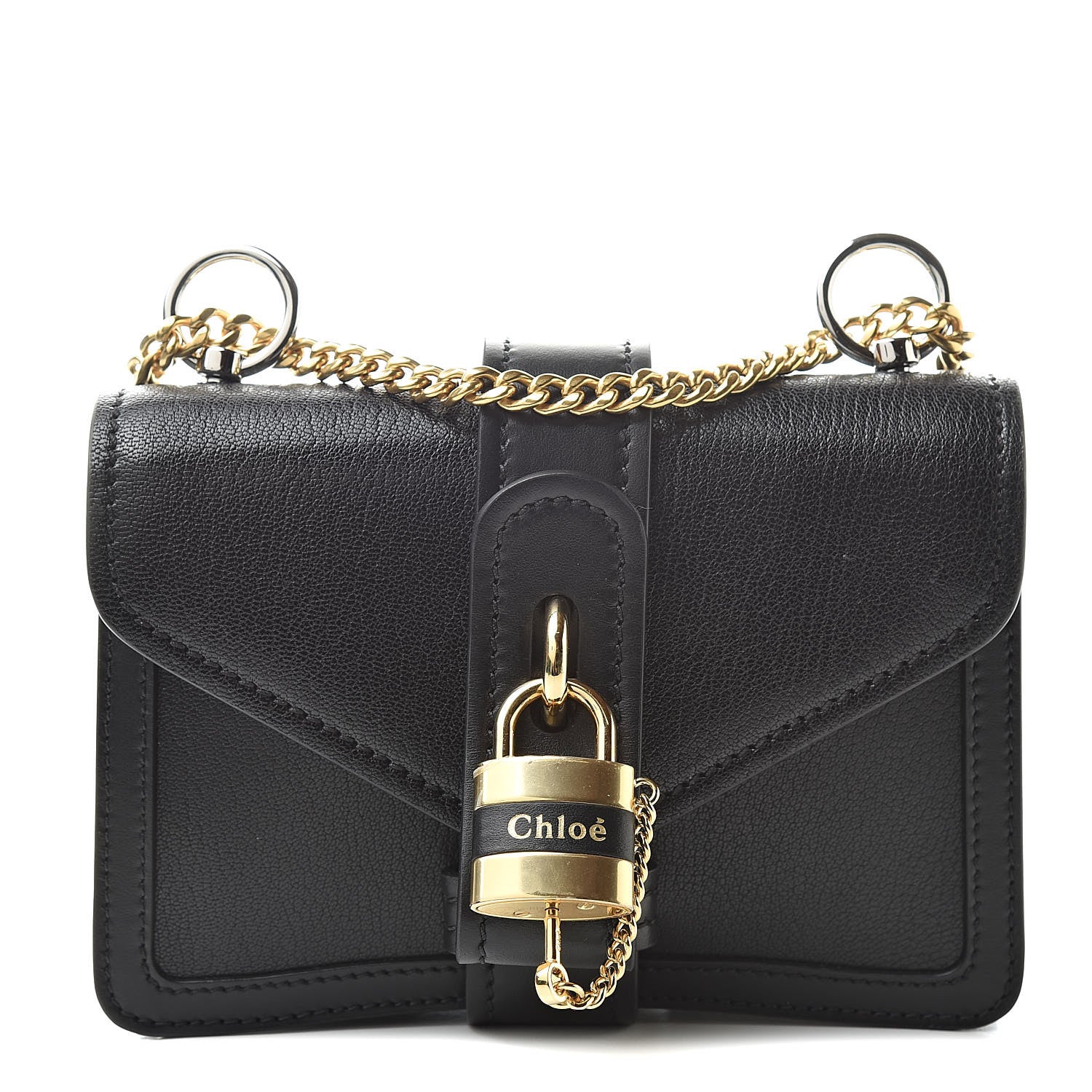 Chloe Shiny Goatskin Calfskin Aby Chain Shoulder Bag Black 1 of 12