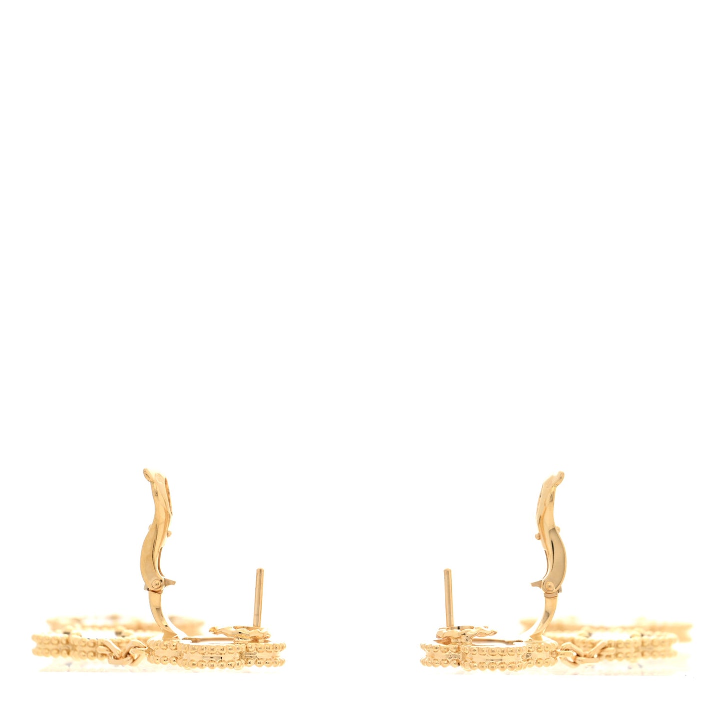18K Yellow Gold Mother of Pearl Black Onyx 3 Motifs Magic Alhambra Earrings