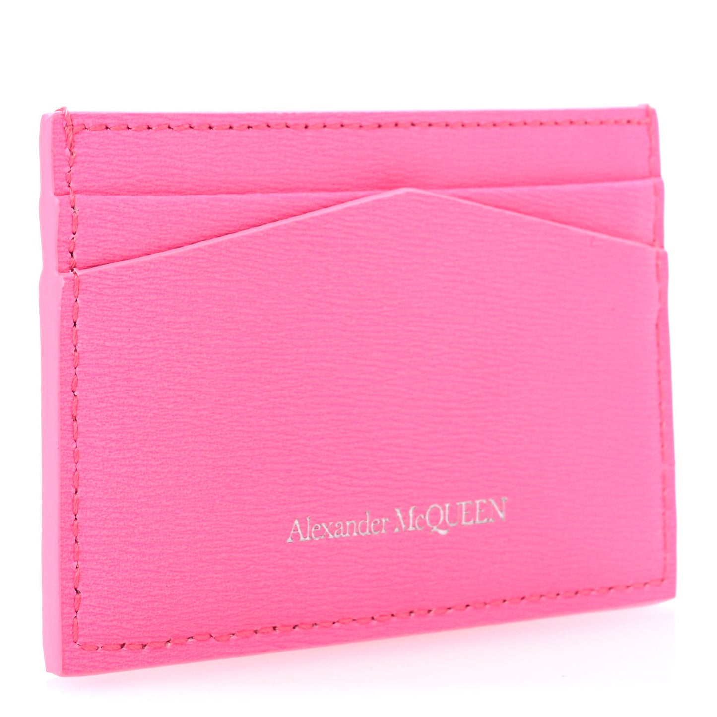 Calfskin Skull Card Holder Pink