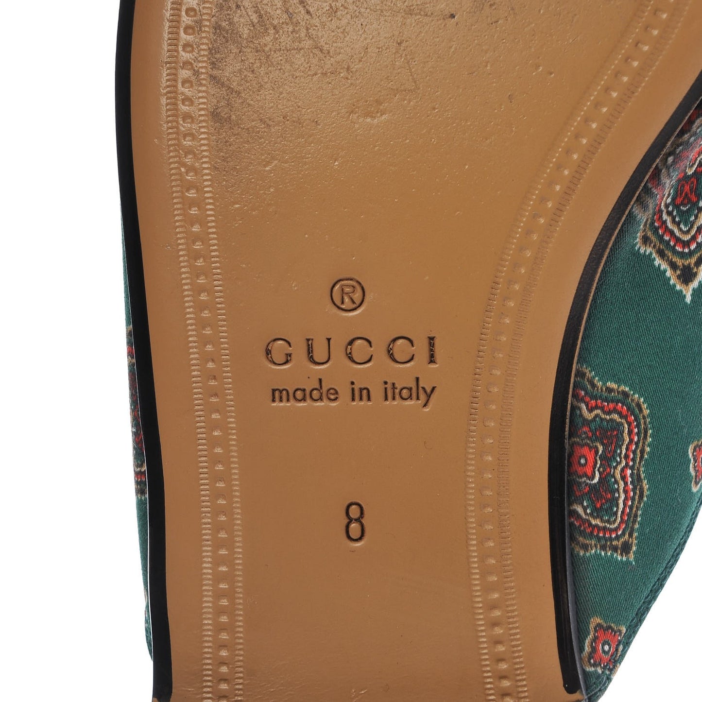 Satin Goatskin Jewel Highlands Printed Mens Princetown Slippers 8 Green