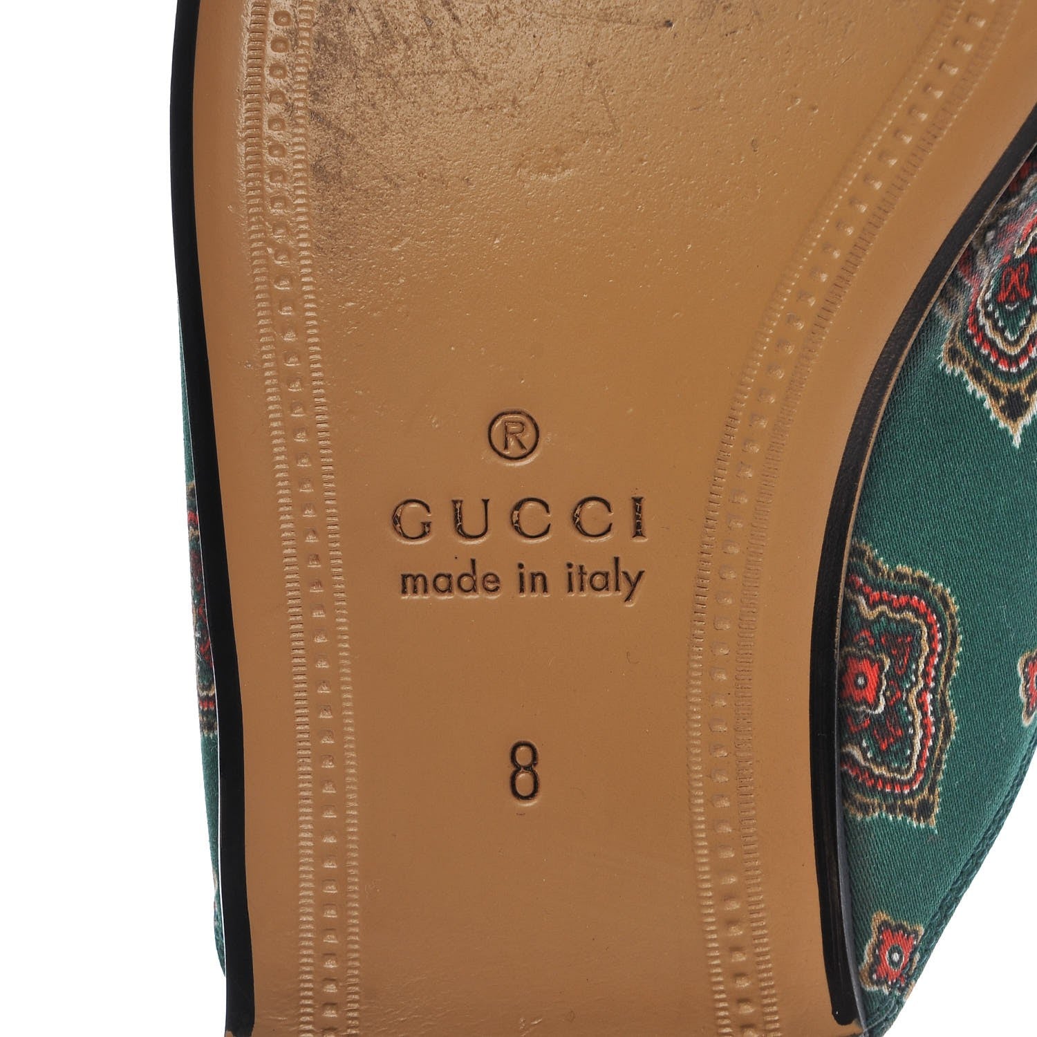 Gucci Satin Goatskin Jewel Highlands Printed Mens Princetown Slippers 8 Green 8 of 12