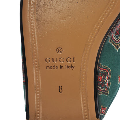 Gucci Satin Goatskin Jewel Highlands Printed Mens Princetown Slippers 8 Green 8 of 12