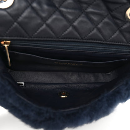 Chanel Shearling Lambskin Quilted Flap Navy Blue 5 of 10