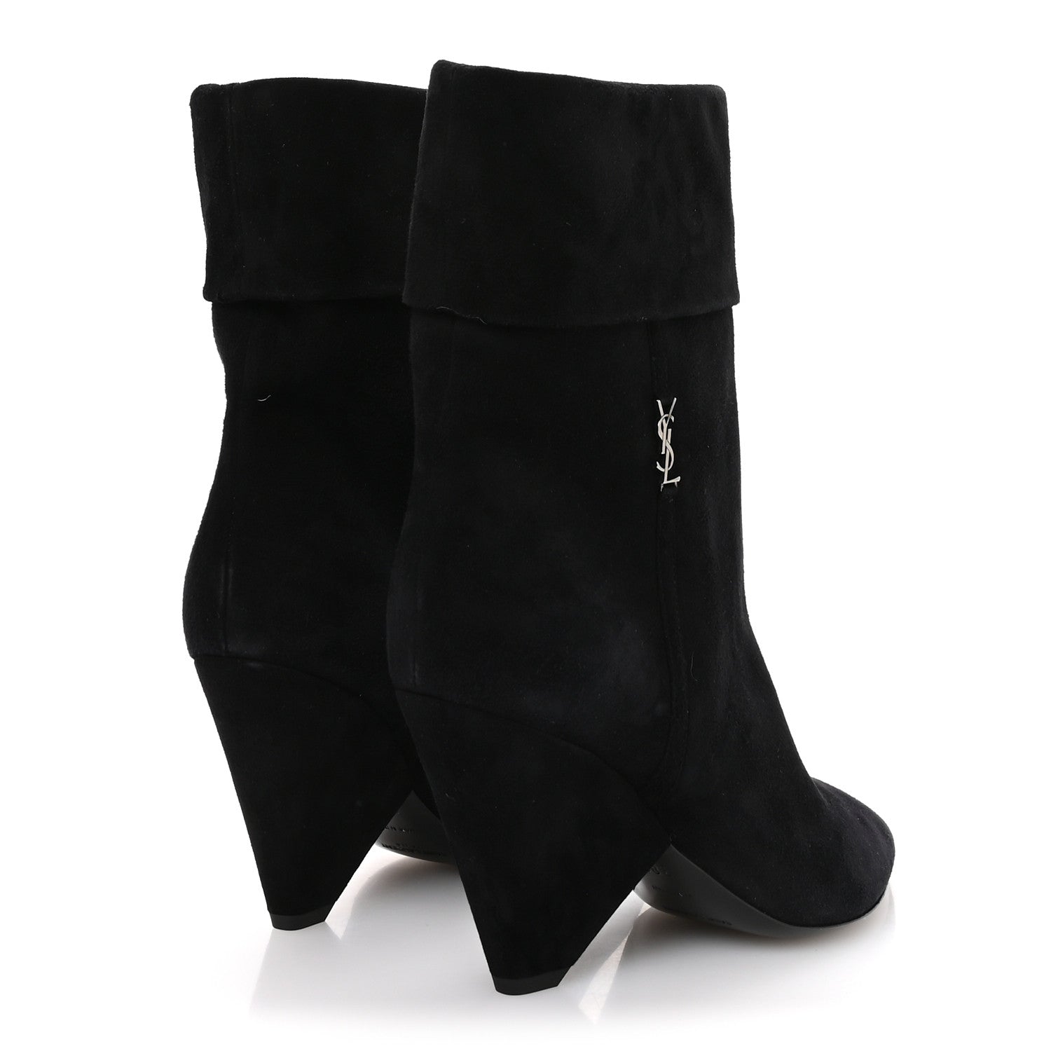 Saint Laurent Kid Scamosciato Niki 85 Wedge Booties 38.5 Black 5 of 8
