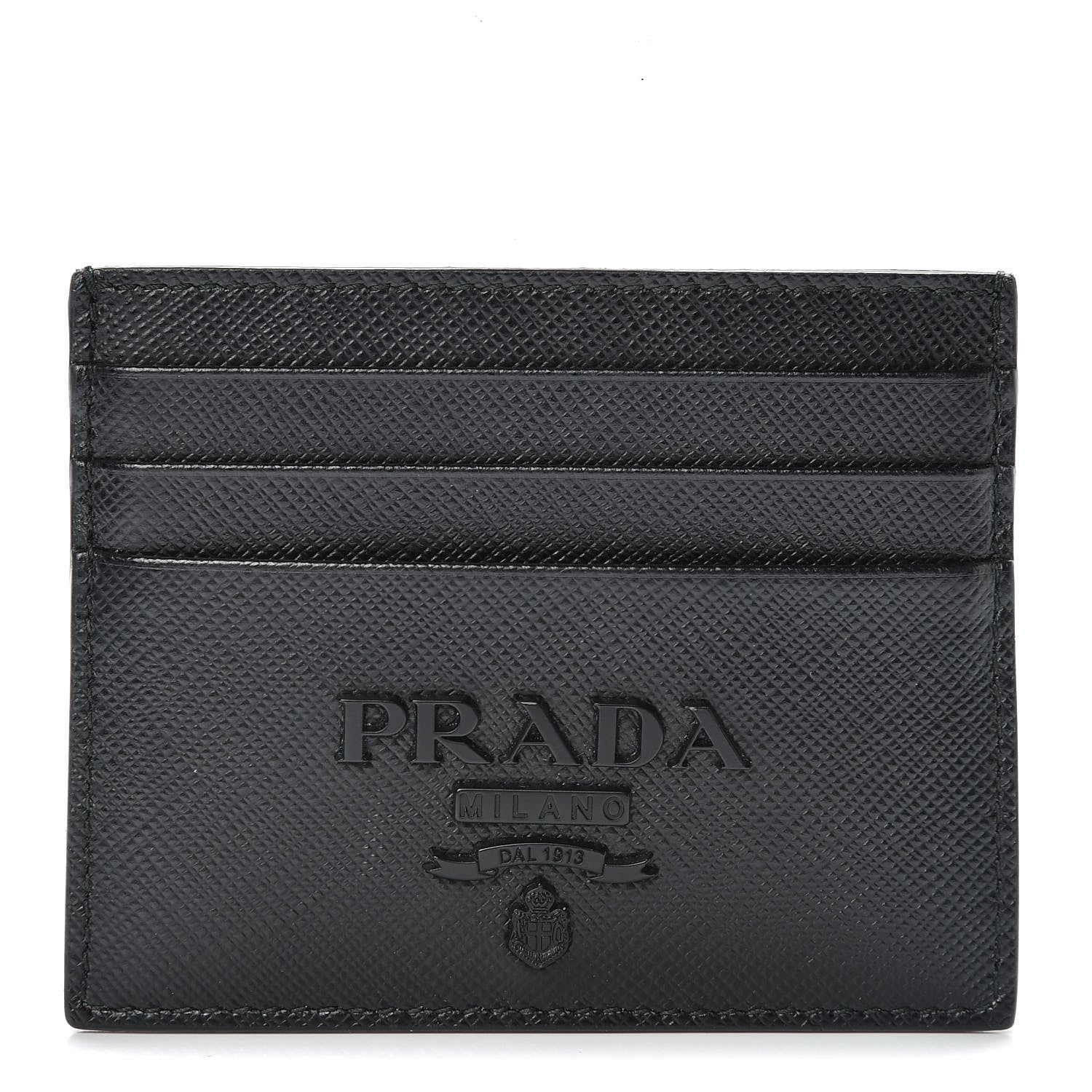 Prada Saffiano Shine Monochrome Card Holder Black 1 of 9