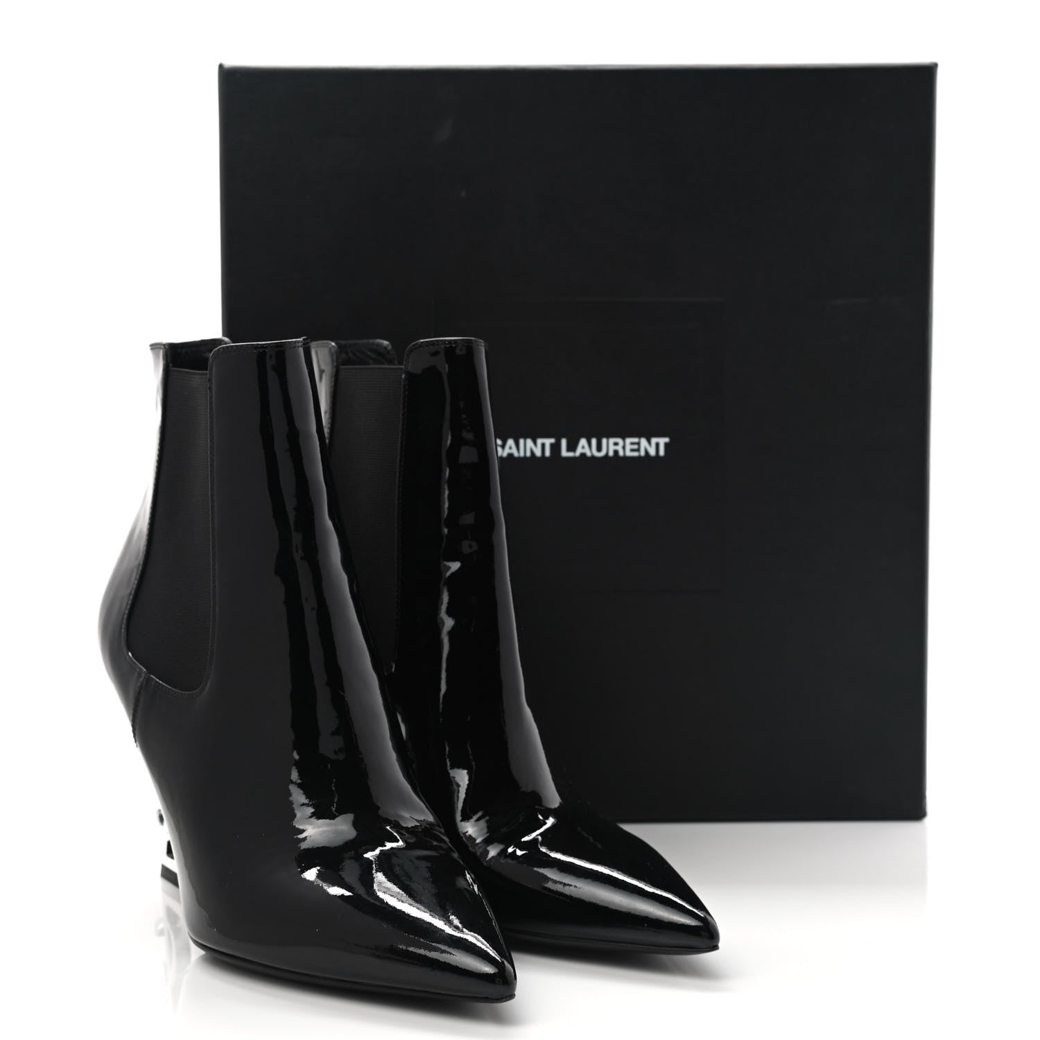 Saint Laurent Patent Opyum Booties 38.5 Black 8 of 8
