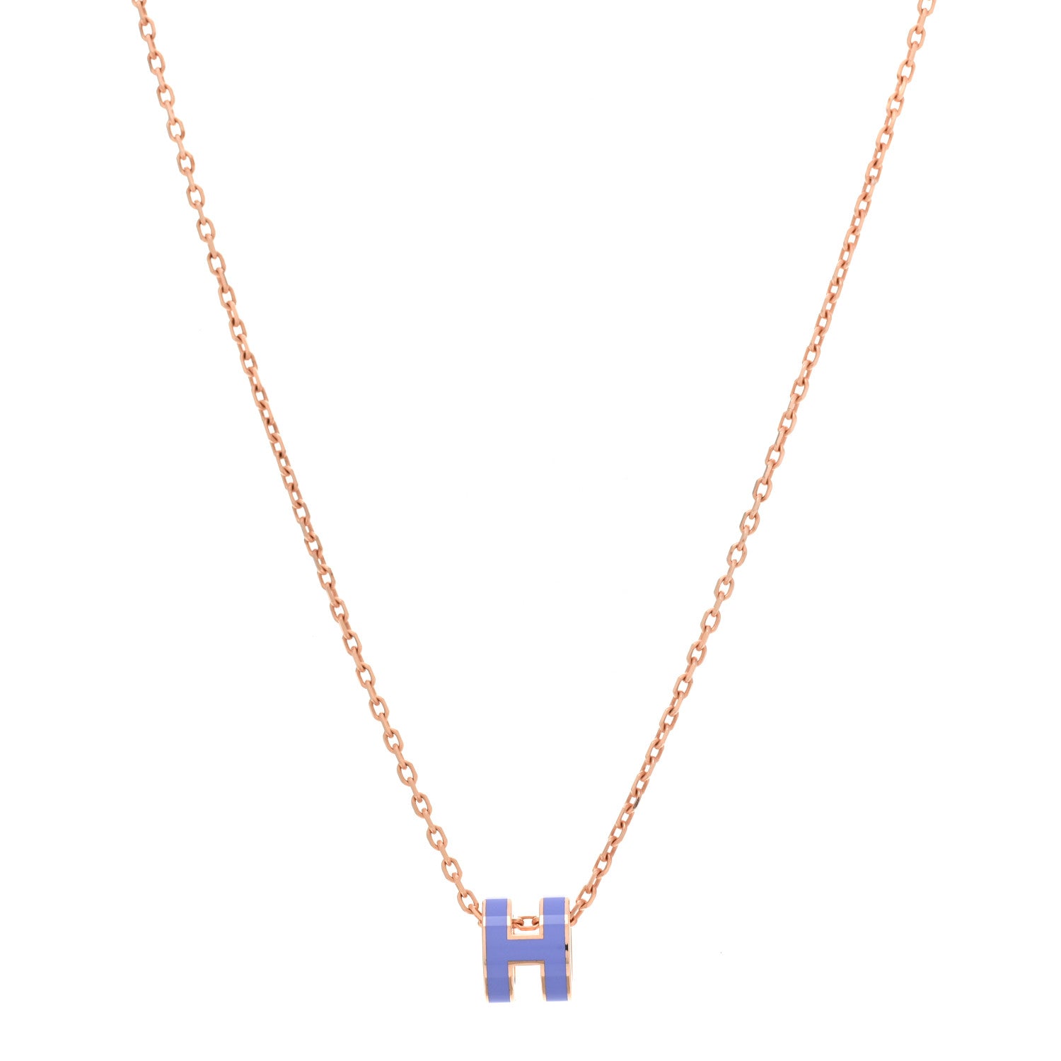 Hermes Rose Gold Mini Pop H Pendant Necklace Lilas 1 of 5