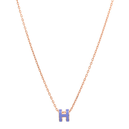 Hermes Rose Gold Mini Pop H Pendant Necklace Lilas 1 of 5