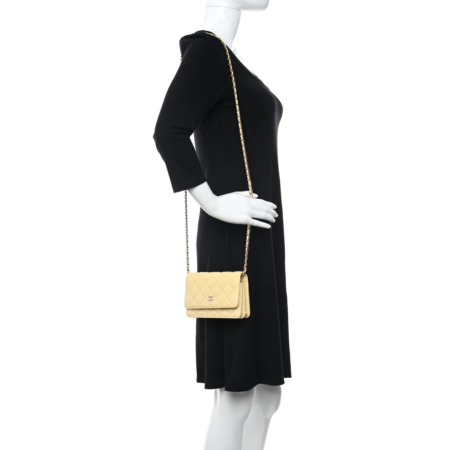 Lambskin Quilted Mini Wallet On Chain WOC Yellow