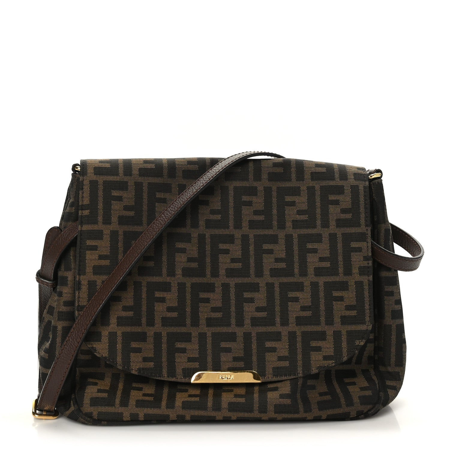 Fendi Zucca Vitello Artic Messenger Bag Tobacco Castagna 1 of 9