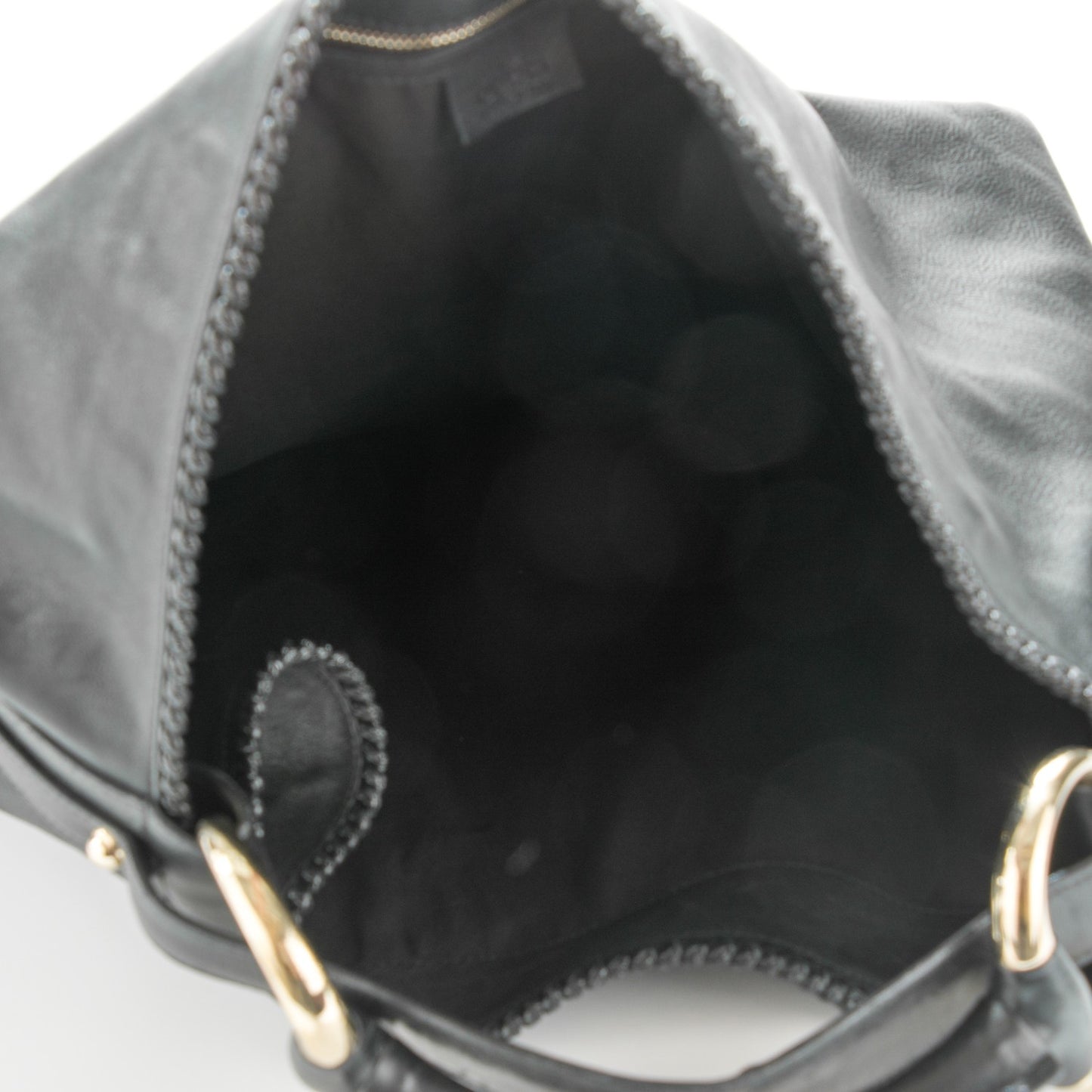 Calfskin Large Horsebit Chain Hobo Black
