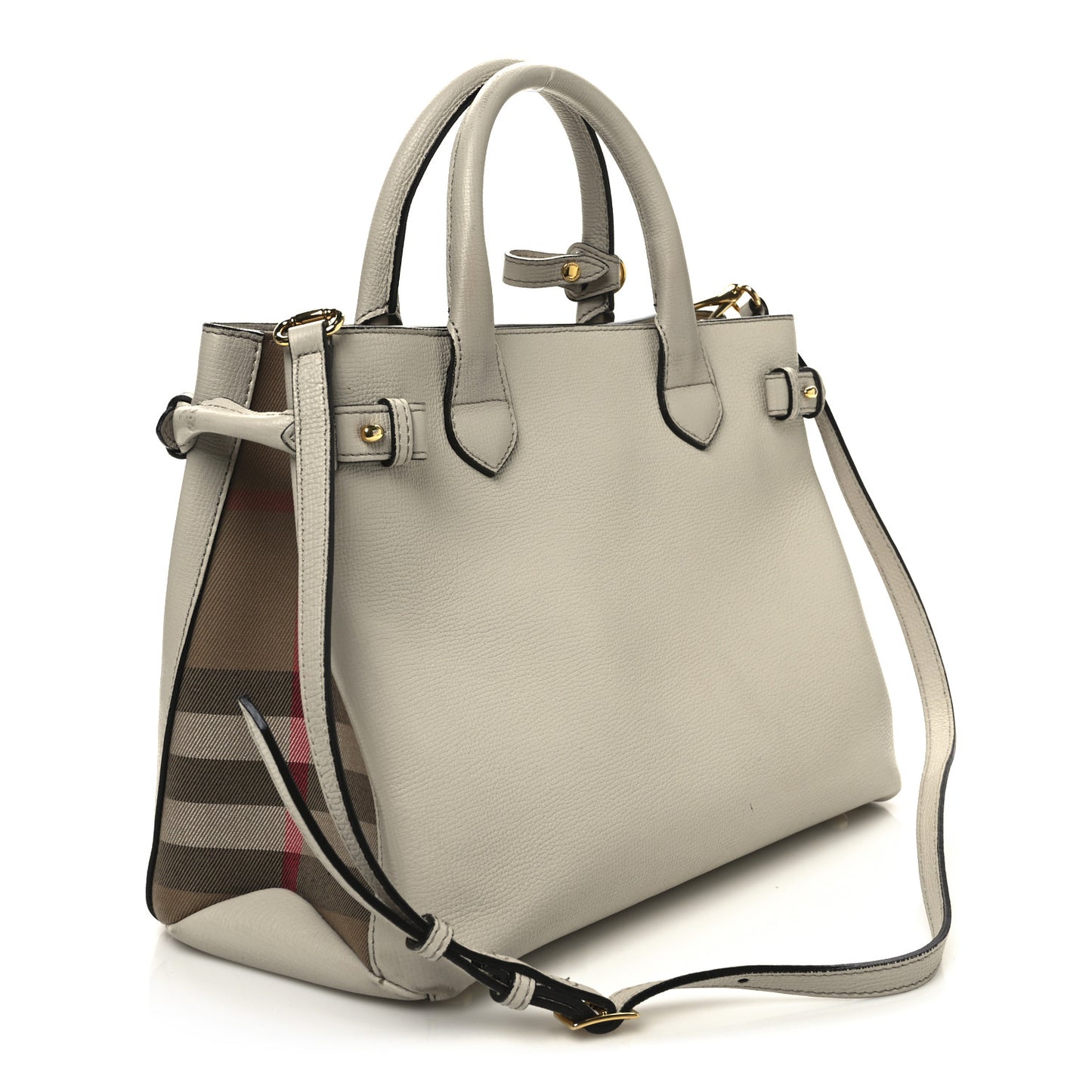 Derby Calfskin House Check Medium Banner Tote Beige Beige