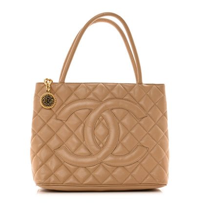 Chanel Caviar Quilted Medallion Tote Beige 1 of 10