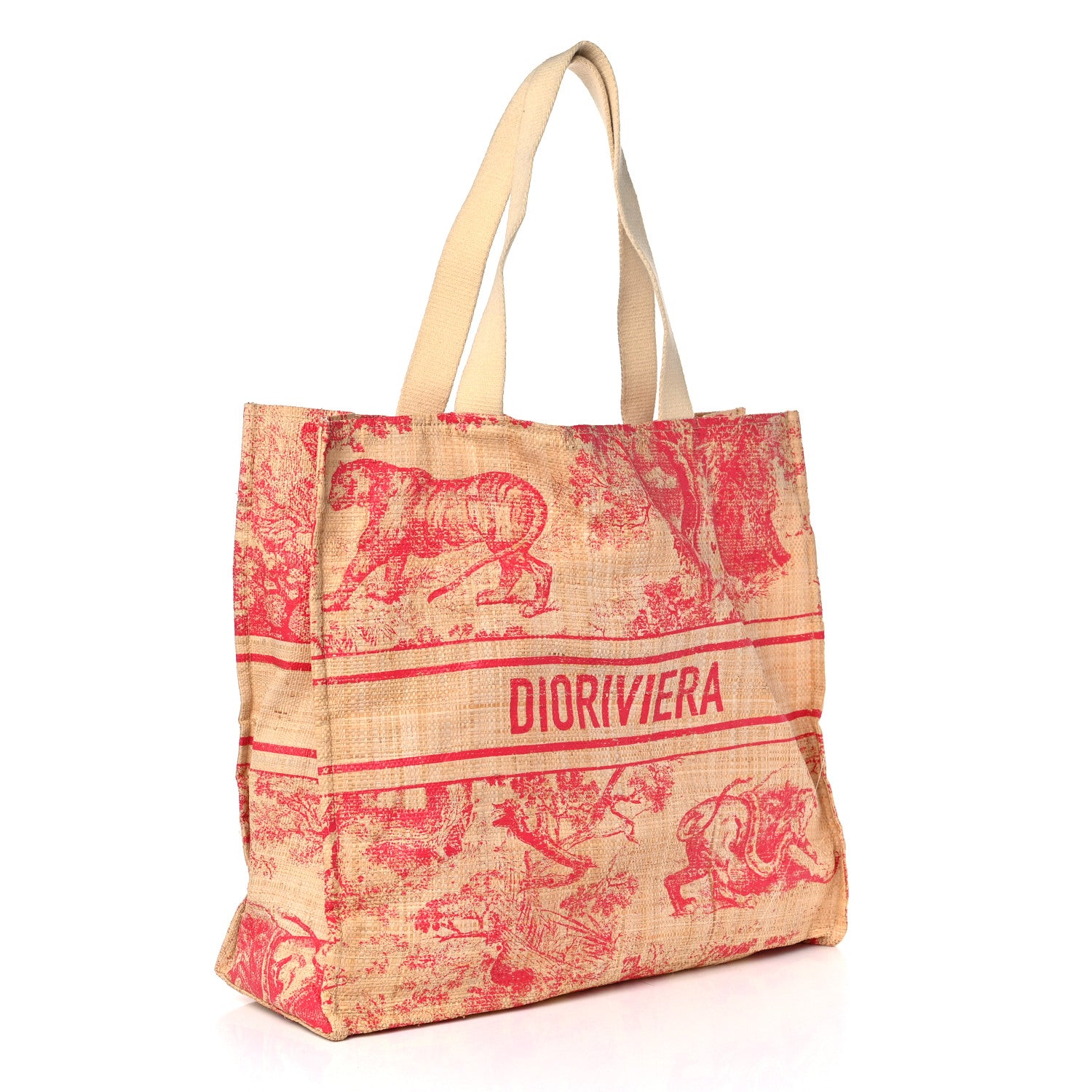 Christian Dior Straw Dioriviera Tote Pink 3 of 9