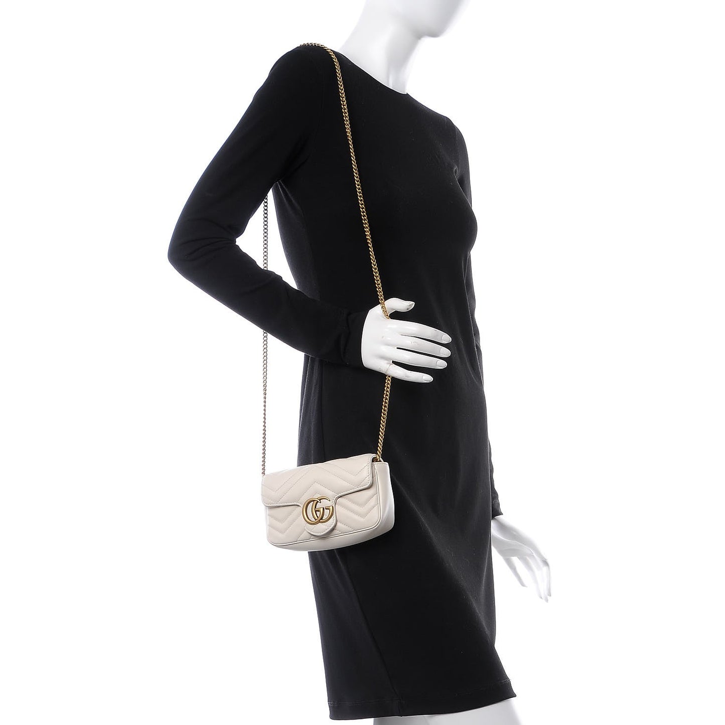 Calfskin Matelasse Super Mini GG Marmont Shoulder Bag White