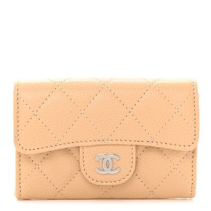 Chanel Caviar Quilted Flap Card Holder Wallet Beige 1 of 9