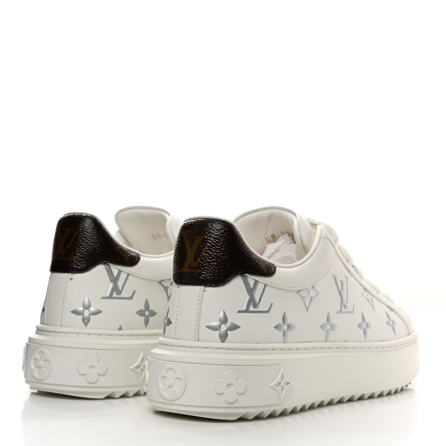 Louis Vuitton Calfskin Monogram Debossed Time Out Sneakers 36 White Silver 4 of 9