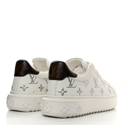 Louis Vuitton Calfskin Monogram Debossed Time Out Sneakers 36 White Silver 4 of 9