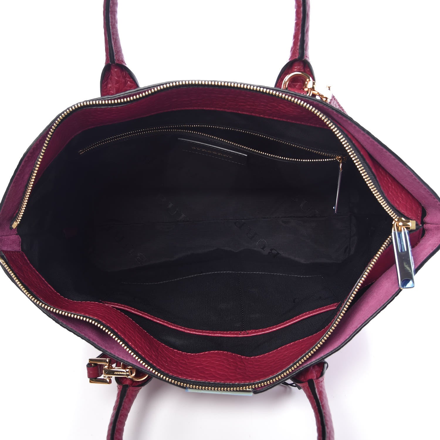 Burberry Heritage Grain Check Embossed Medium Dewsbury Tote Dark Plum 5 of 10