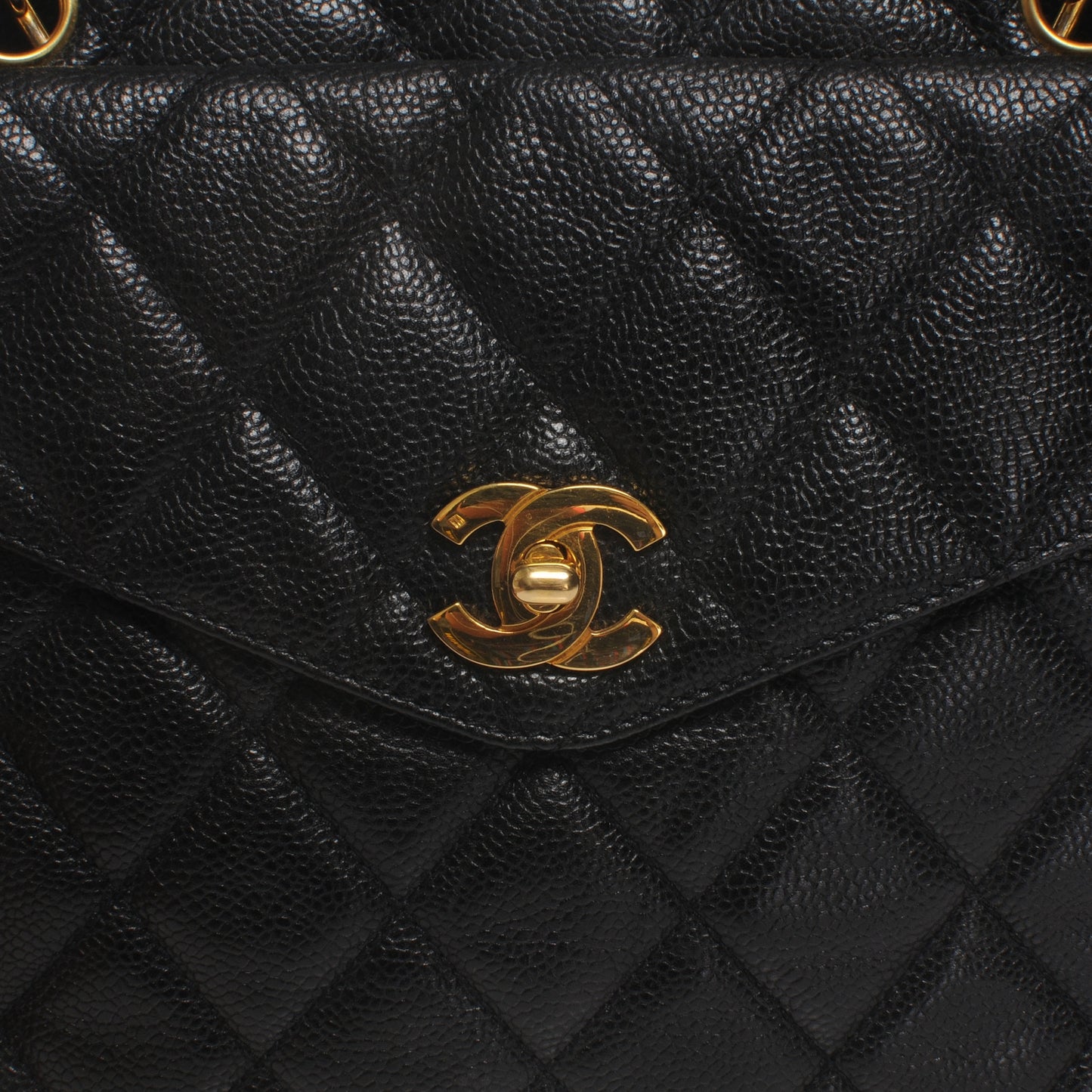 Caviar Quilted Tote Black
