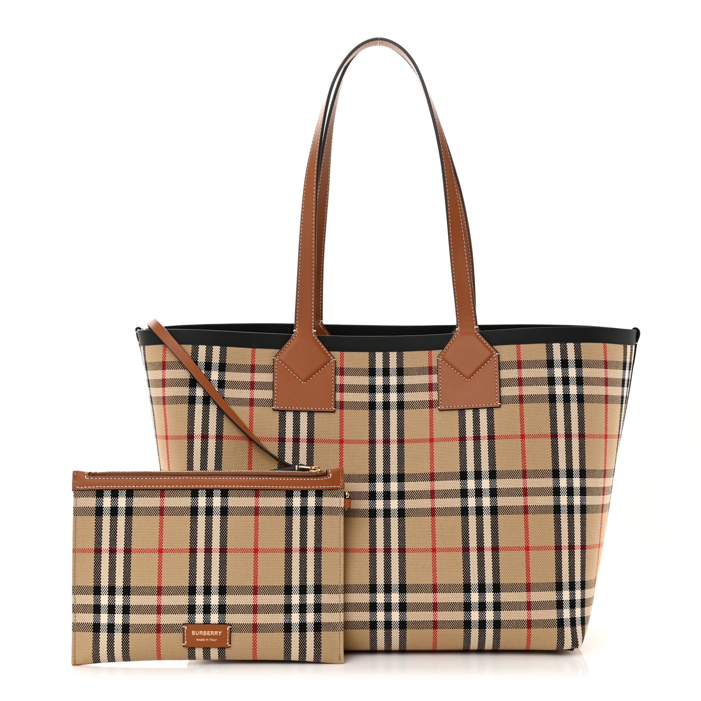 Cotton Vintage Check Medium London Tote Bag Briar Brown Black