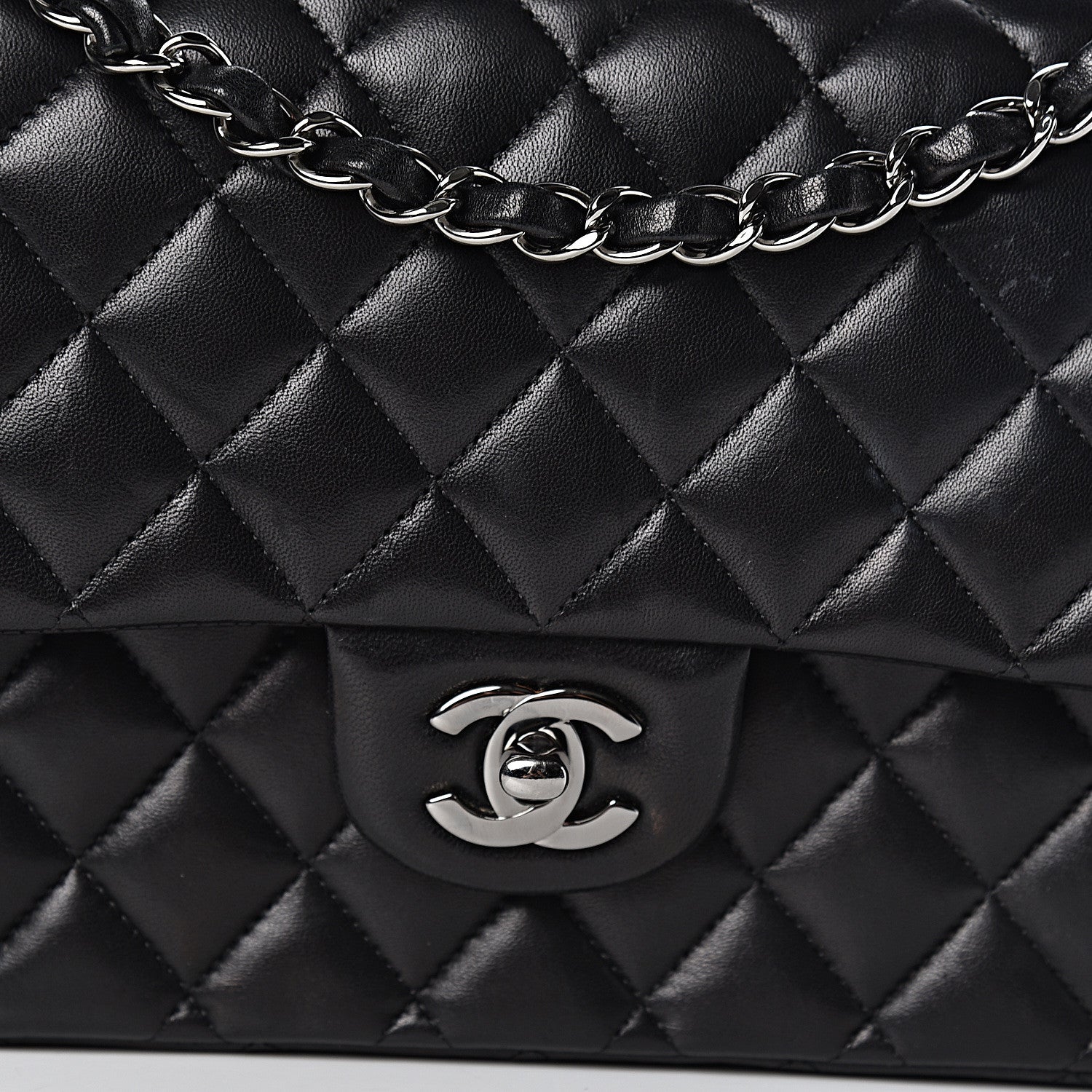 Chanel Lambskin Quilted Medium Double Flap Black 16 of 16