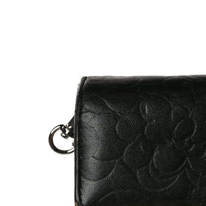 Chanel Lambskin Camellia Embossed Wallet on Chain WOC Black 24 of 29