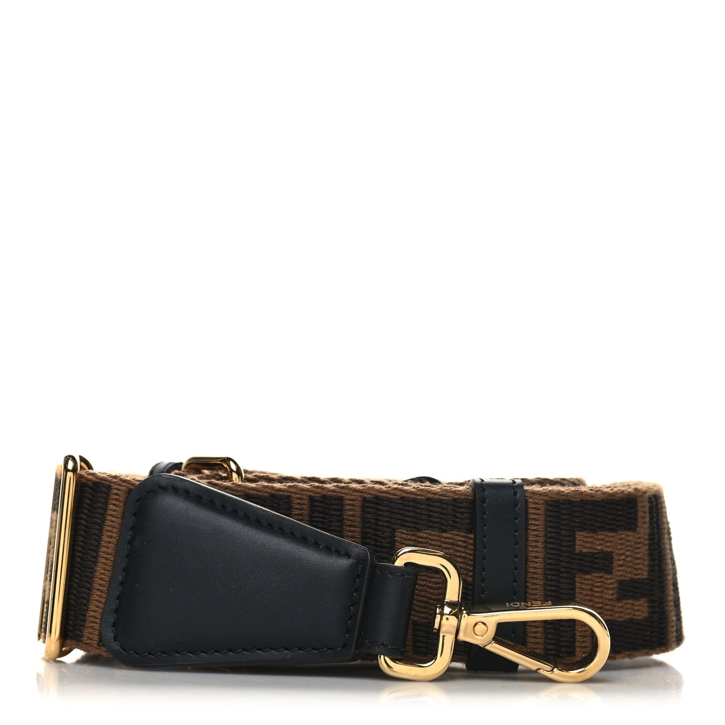 Jacquard Ribbon Vitello King FF Adjustable Strap You Fango Marrone Black