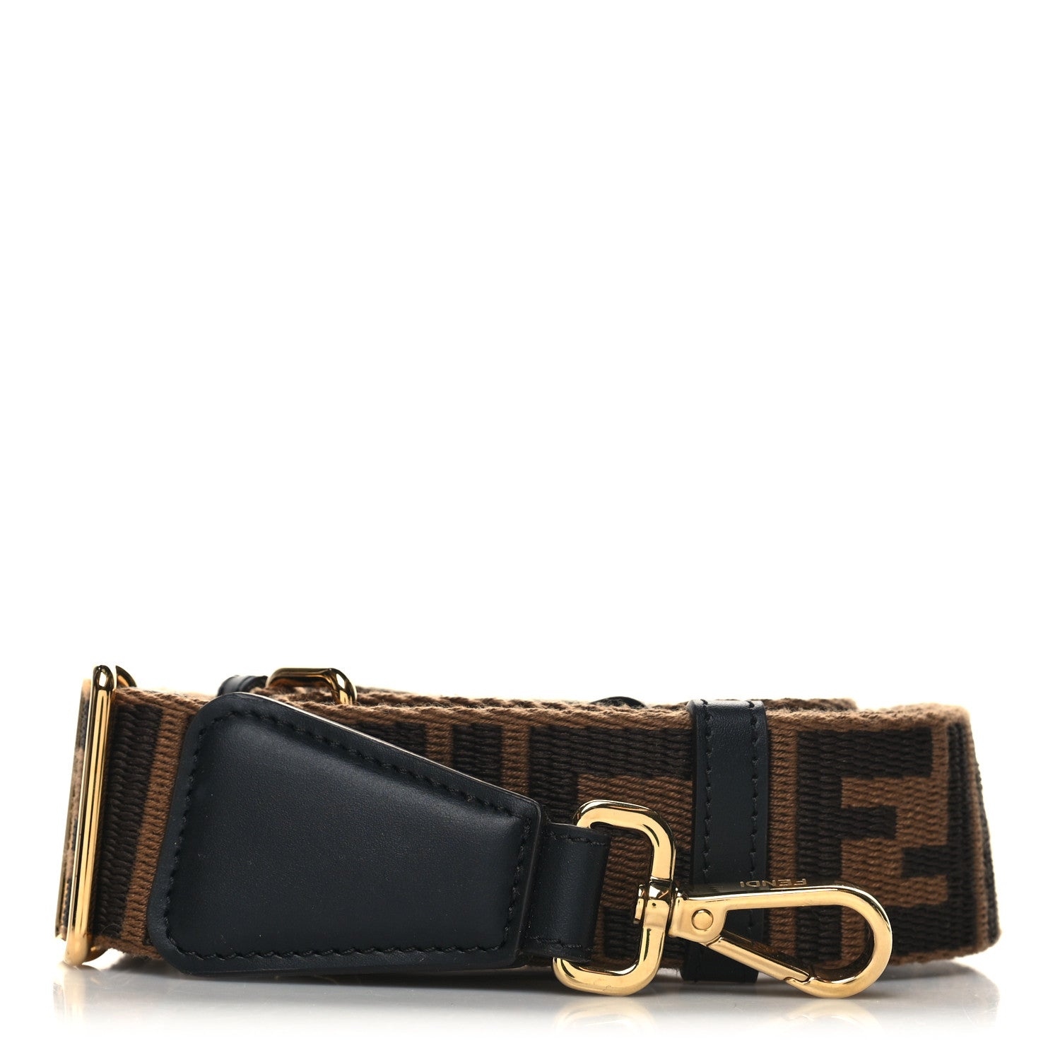 Fendi Jacquard Ribbon Vitello King FF Adjustable Strap You Fango Marrone Black 1 of 5