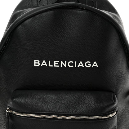 Balenciaga Calfskin Logo Small Everyday Backpack Black White 8 of 14