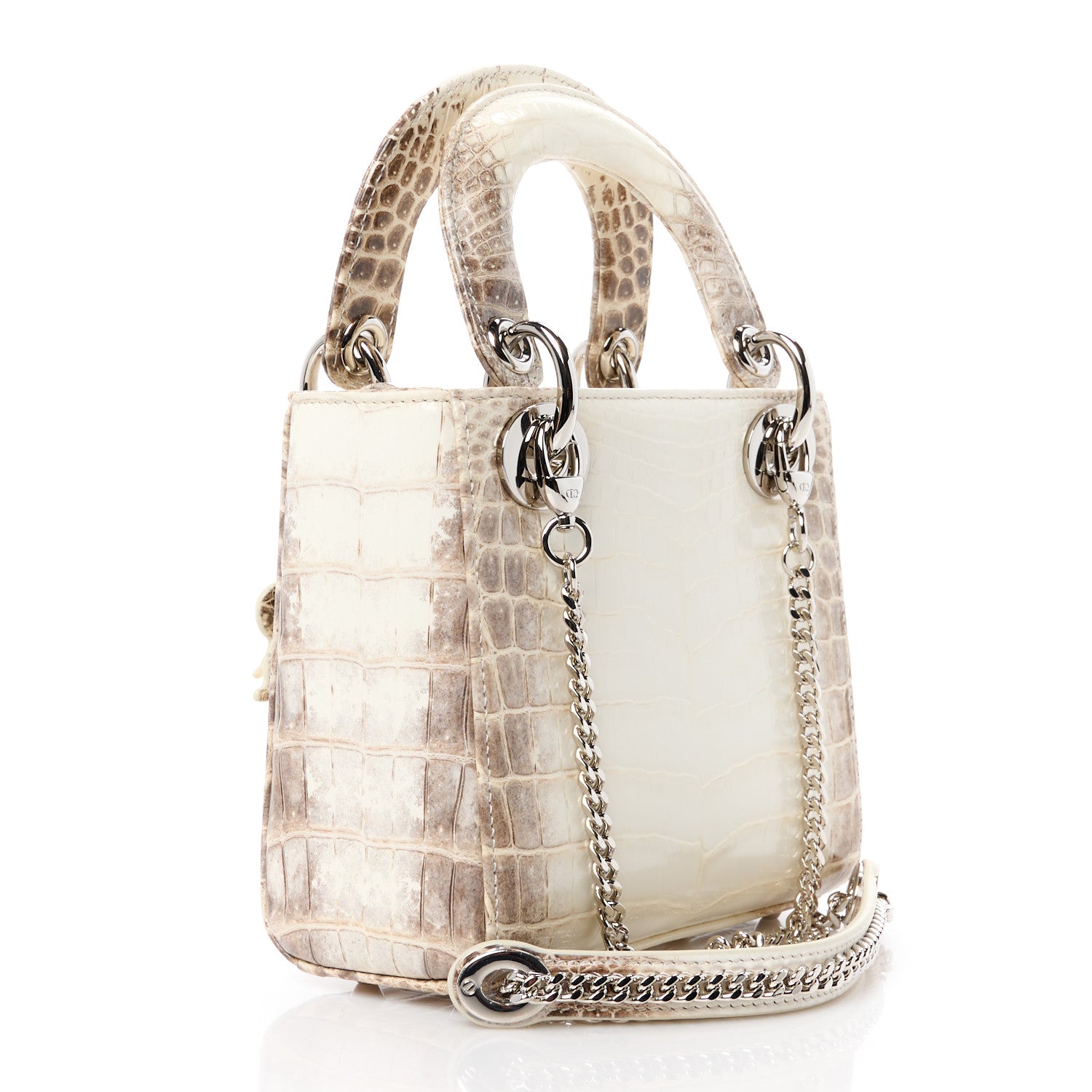 Christian Dior Niloticus Crocodile Himalaya Mini Lady Dior White