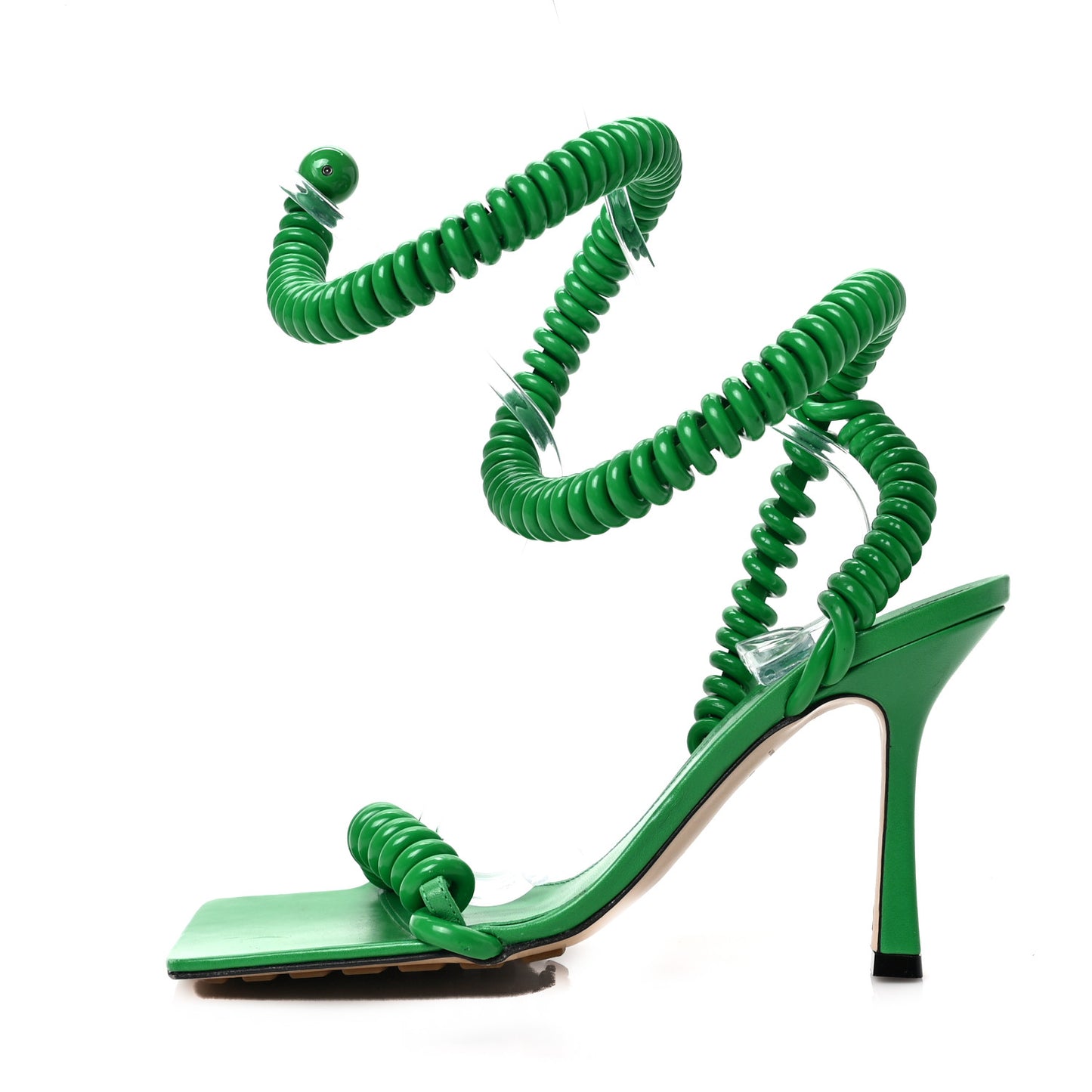 Rubber Wire Nappa Stretch 90mm Sandals 38.5 Grass