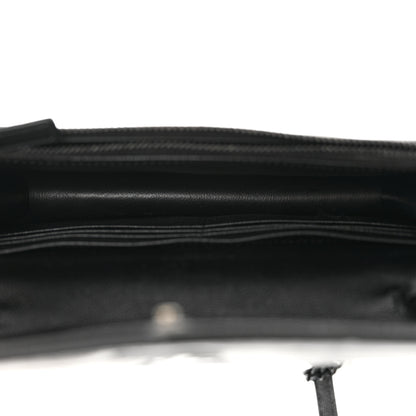 Saint Laurent Grain De Poudre Matelasse Chevron Monogram Monochrome Envelope Chain Wallet Black 5 of 14