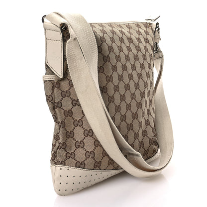 Gucci Monogram Calfskin Perforated Medium Flat Messenger Bag Off White 3 of 14
