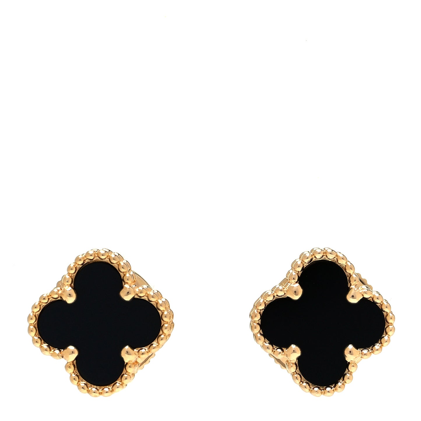 18K Yellow Gold Black Onyx Sweet Alhambra Earrings