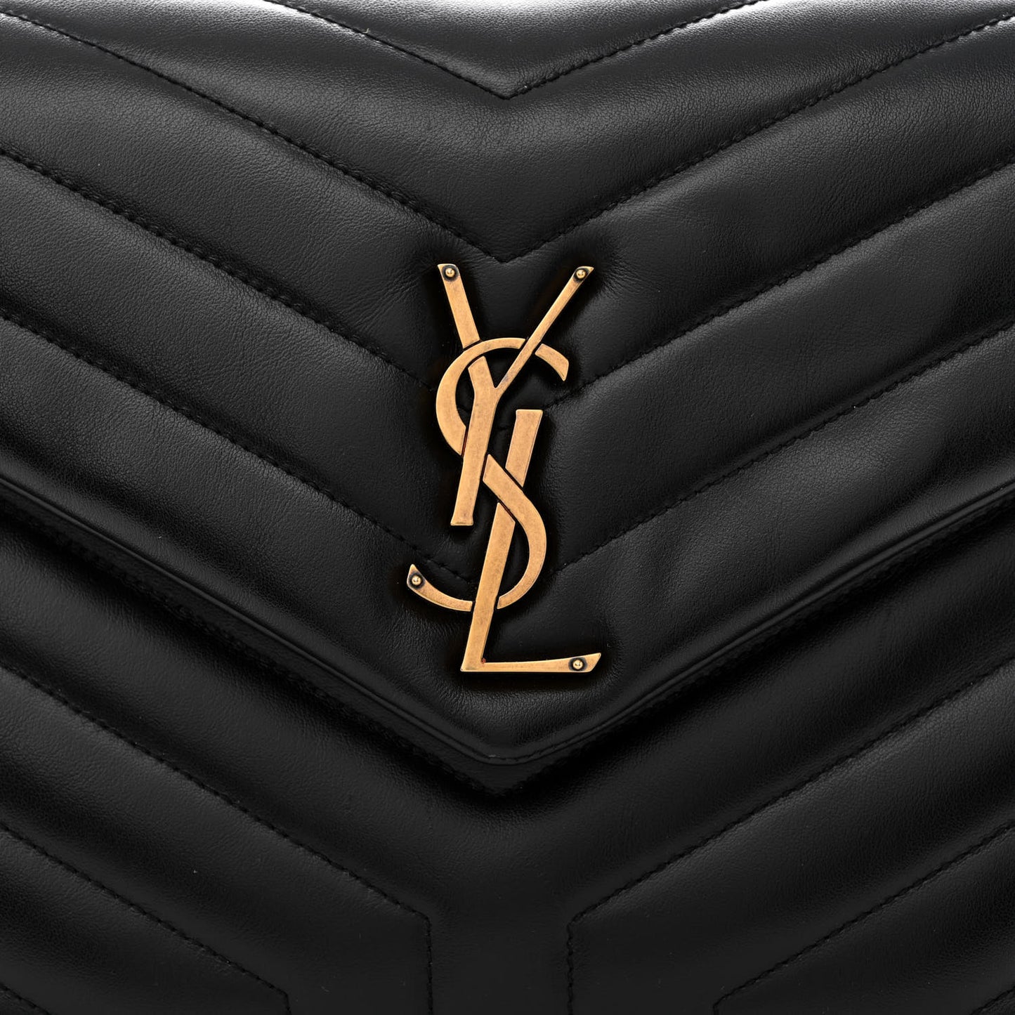 Calfskin Y Quilted Monogram Small Loulou Chain Satchel Black