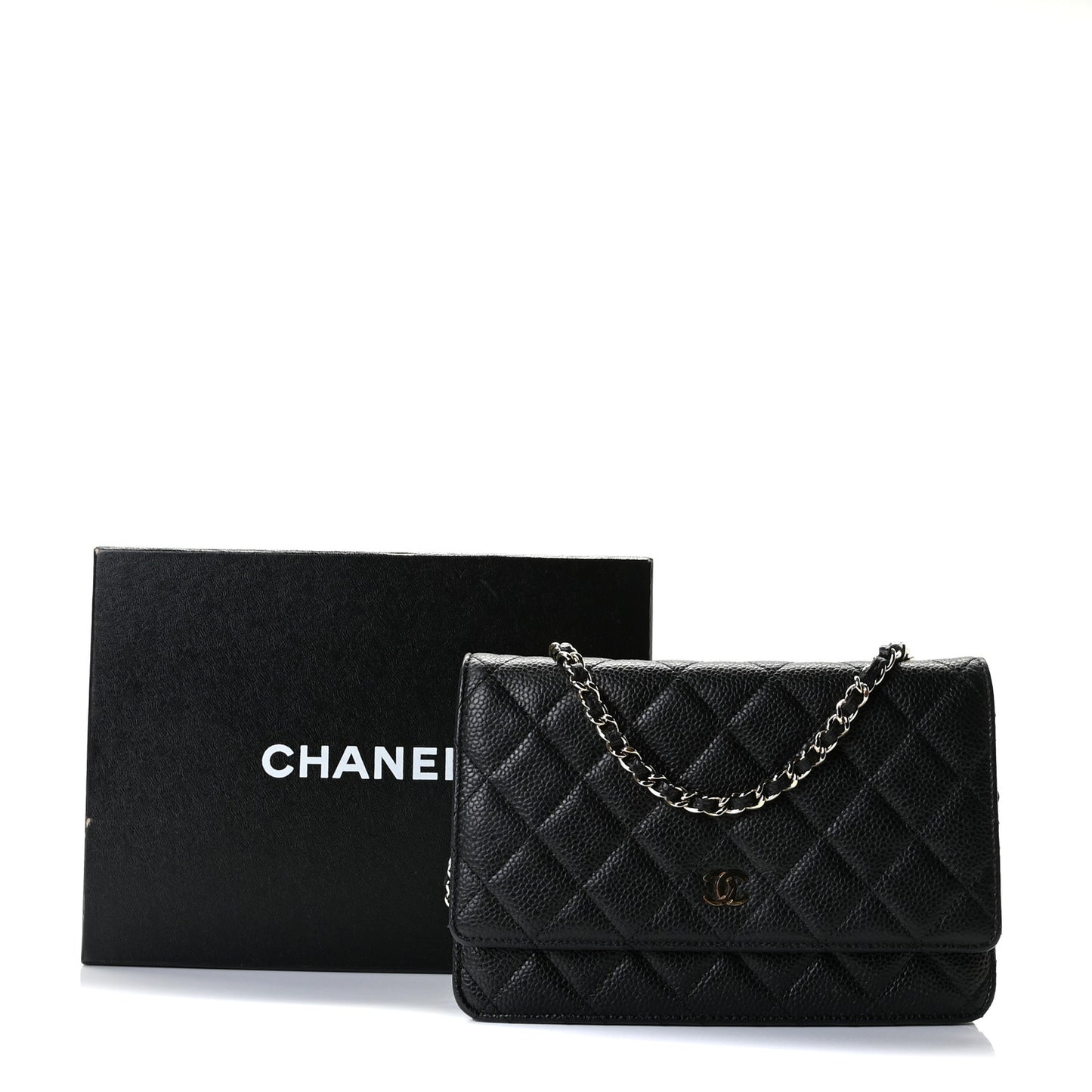 Caviar Quilted Wallet On Chain WOC Black